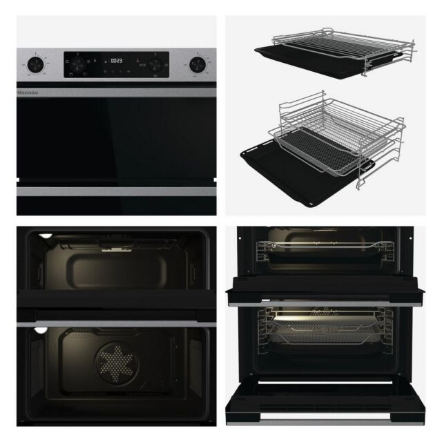 Hisense BUD714221CX 594cm Built Under Electric Double Oven - Black & Stainless Steel