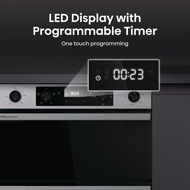 Hisense BUD714221CX 594cm Built Under Electric Double Oven - Black & Stainless Steel