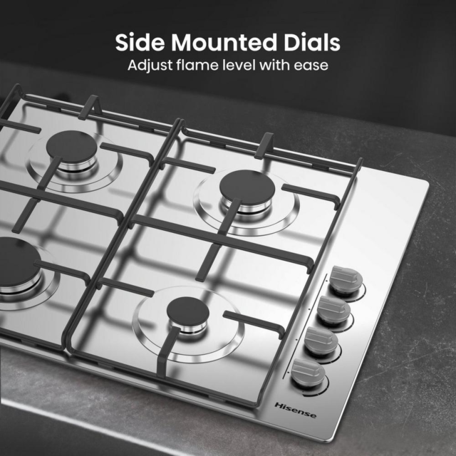 Hisense GM642XHS 60Cm Gas Hob - Stainless Steel