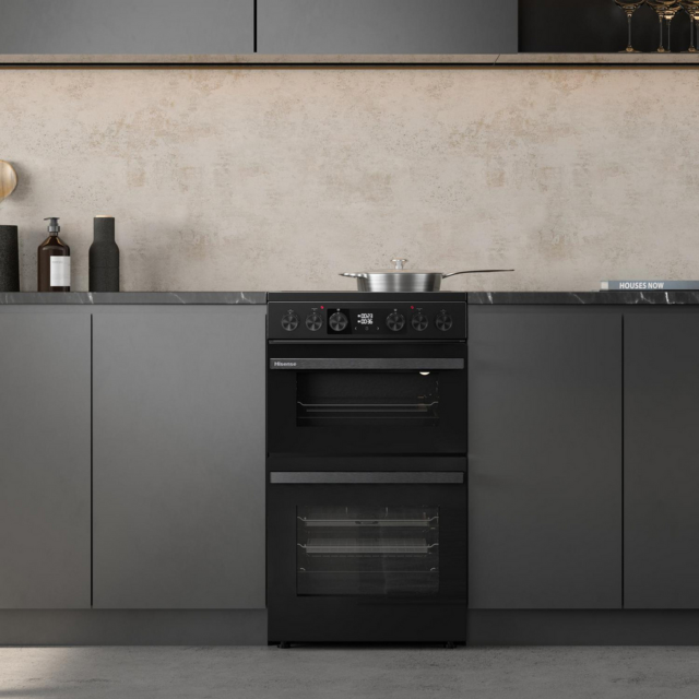 Hisense HDCEC5C10B 50cm Double Oven Electric Cooker with Ceramic Hob - Black