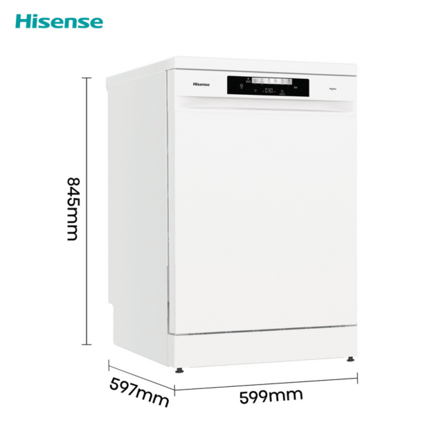 Hisense HS642D90WUK Full-Size Dishwasher - White - 14 Place Settings