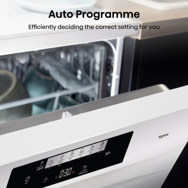 Hisense HS642D90WUK Full-Size Dishwasher - White - 14 Place Settings