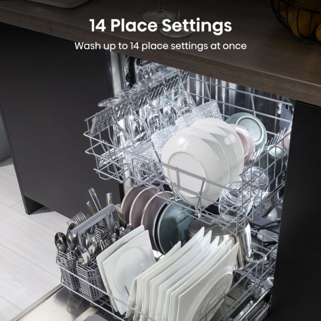 Hisense HS642D90WUK Full-Size Dishwasher - White - 14 Place Settings