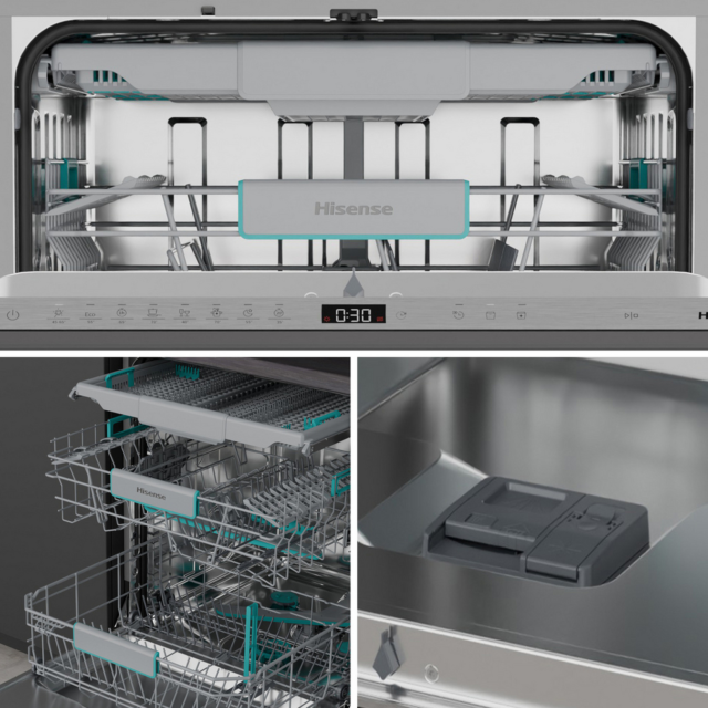 Hisense HV16AUK Full-Size Fully Integrated Dishwasher - 16 Place Settings