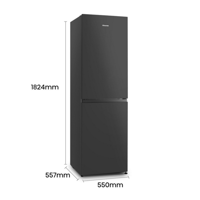 Hisense RB327N4BBE 55Cm 50/50 Total No Frost Fridge Freezer - Black Steel