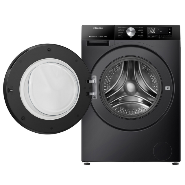 Hisense WF3S1043BB3 10.5Kg 1400 Spin Steam Washing Machine - Black