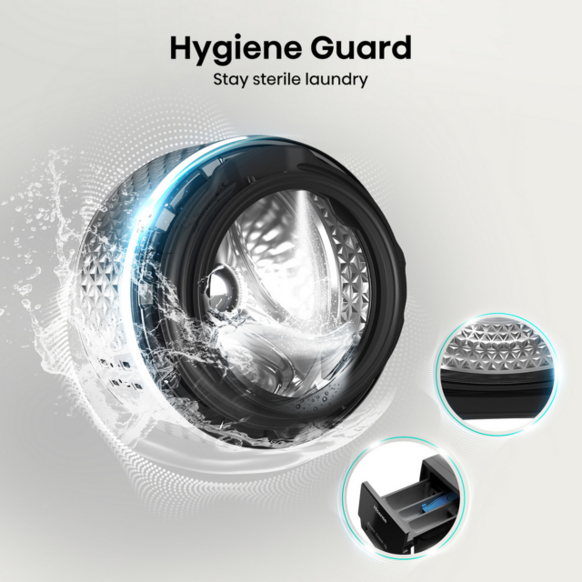 Hisense WF3S1043BB3 10.5Kg 1400 Spin Steam Washing Machine - Black