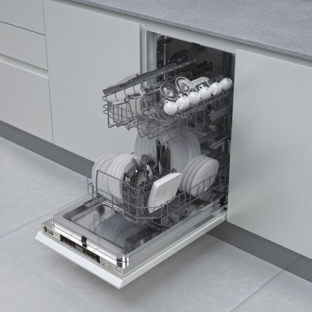 Hoover HDIH 2T1047-80 45Cm Slimline Dishwasher, 10 Place Settings, E Energy, 47Db, Black Led Touch I