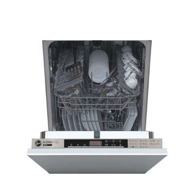 Hoover HDIH 2T1047-80 45Cm Slimline Dishwasher, 10 Place Settings, E Energy, 47Db, Black Led Touch I