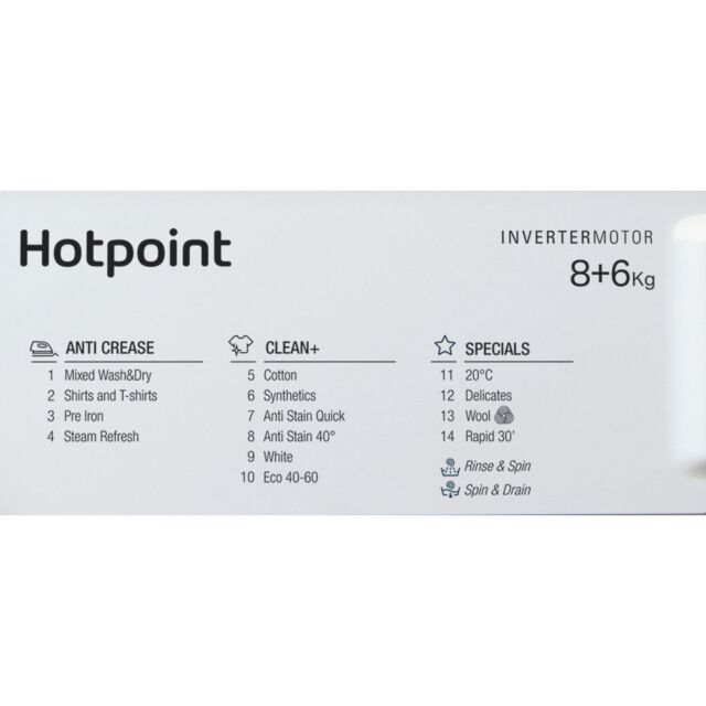 Hotpoint BIWDHG861485 8KG/6Kg 1400 Spin Integrated Washer Dryer