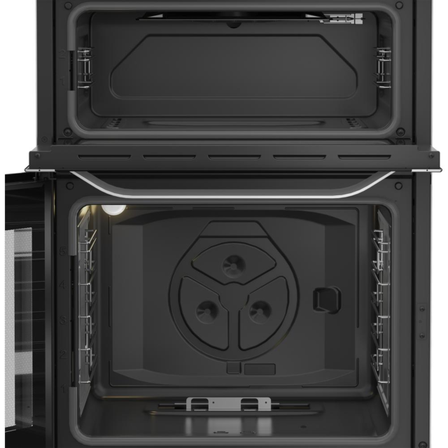 Hotpoint HDG6GDCWX 60cm Gas Double Oven Cooker with Glass Lid - Stainless Steel Finish