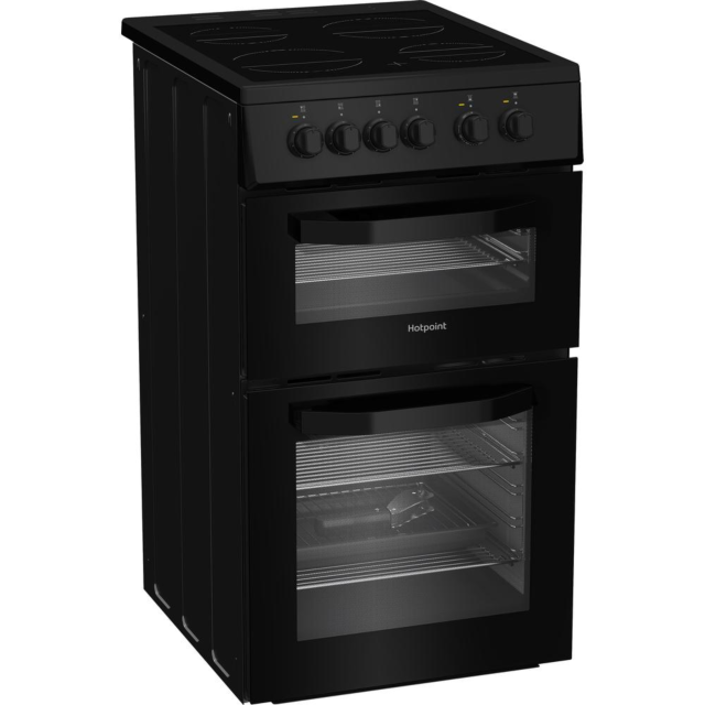 Hotpoint HTE5VCB 50Cm Twin Cavity Cooker - Black