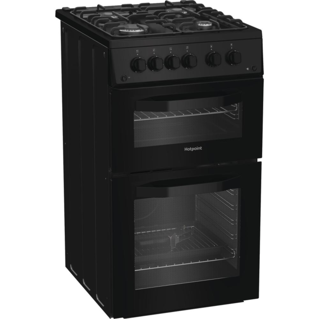 Hotpoint HTG5GCB 50Cm Gas Twin Cooker - Black