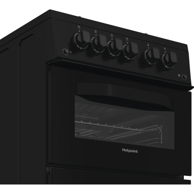 Hotpoint HTG5GCB 50Cm Gas Twin Cooker - Black