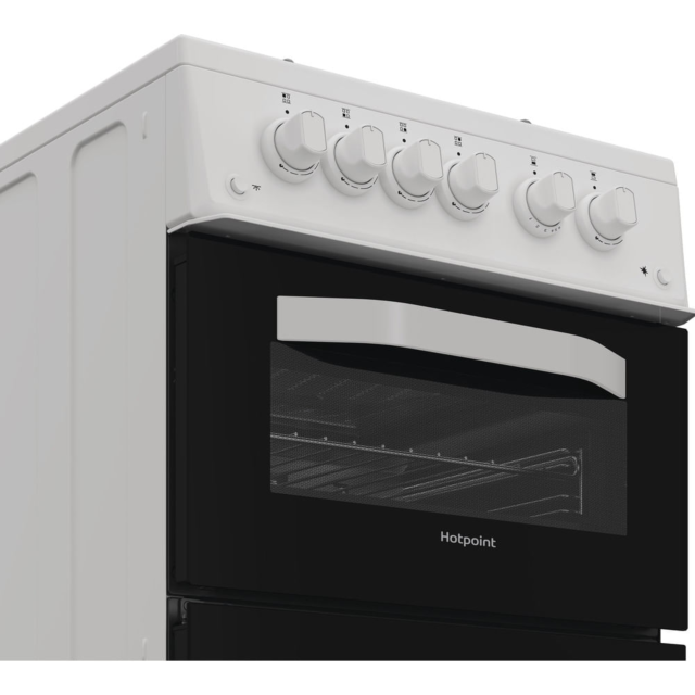 Hotpoint HTG5GCWL 50Cm Gas Twin Cooker With Lid - White
