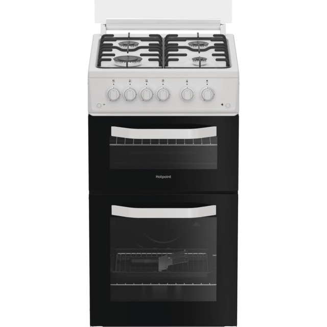 Hotpoint HTG5GCWL 50Cm Gas Twin Cooker With Lid - White