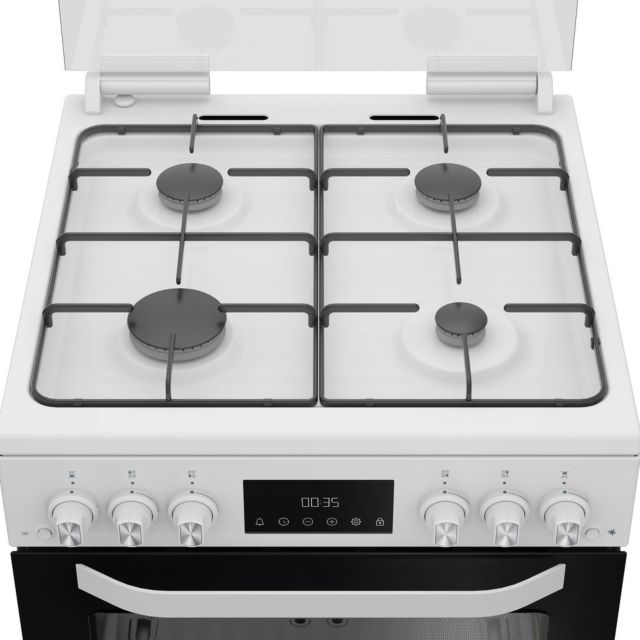 Hotpoint HTG6GDCW Gas Twin Cooker 60Cm - 78L With Glass Lid