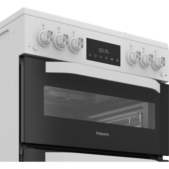 Hotpoint HTG6GDCW Gas Twin Cooker 60Cm - 78L With Glass Lid