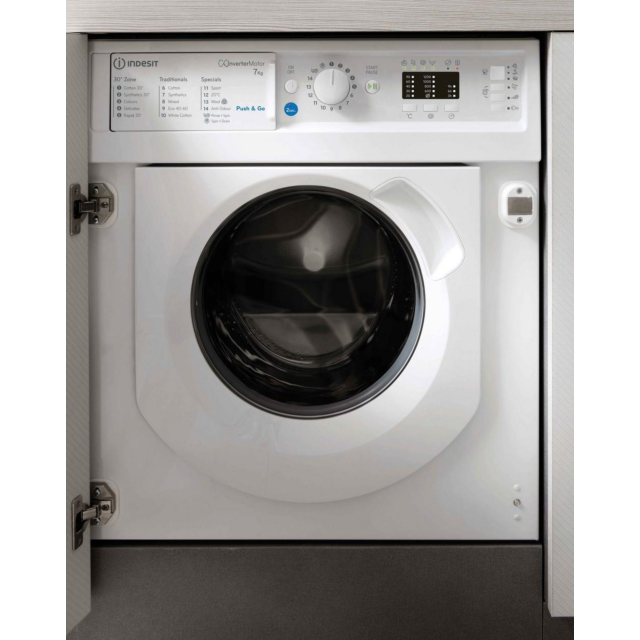 Indesit BIWMIL71252UKN 7Kg 1200 Spin Intergrated Washing Machine - White