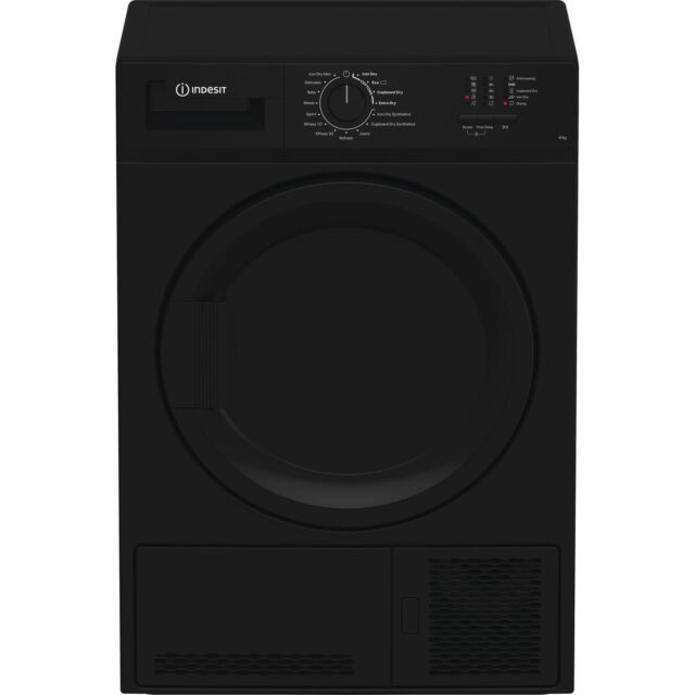 Indesit CYDC82BBGLUK Dryer 8Kg Condenser Sensor Dry Black 15 Cycles