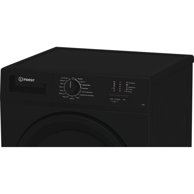 Indesit CYDC82BBGLUK Dryer 8Kg Condenser Sensor Dry Black 15 Cycles