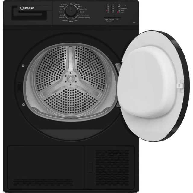 Indesit CYDC82BBGLUK Dryer 8Kg Condenser Sensor Dry Black 15 Cycles