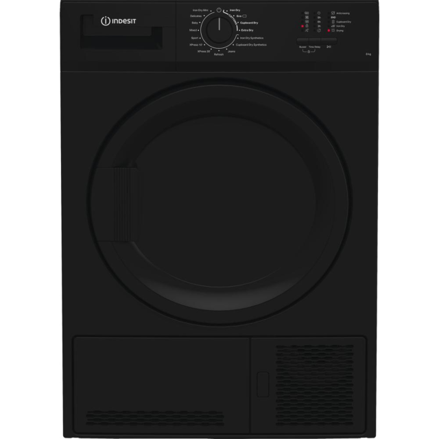 Indesit CYDC82BBGLUK Dryer 8Kg Condenser Sensor Dry Black 15 Cycles