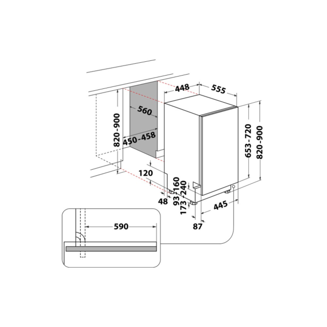 Indesit IN2ID10CS80UK Built In Slimeline Dishwasher