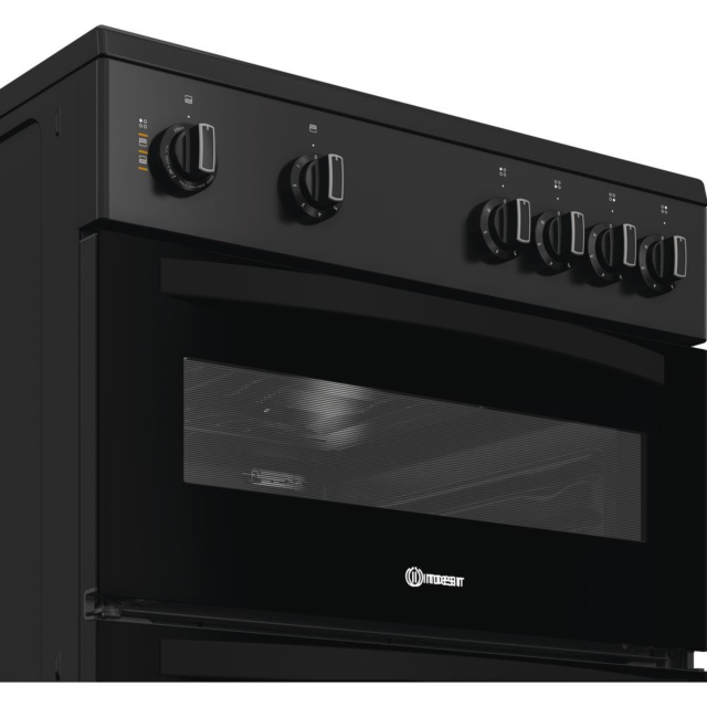 Indesit ITE6VMB 60Cm Electric Twin Cooker With Ceramic Hob - Black