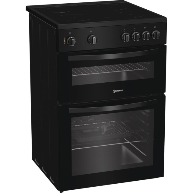 Indesit ITE6VMB 60Cm Electric Twin Cooker With Ceramic Hob - Black