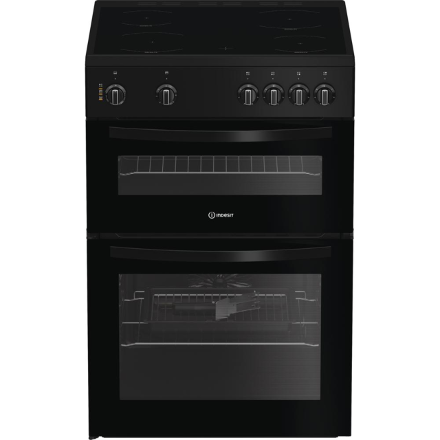 Indesit ITE6VMB 60Cm Electric Twin Cooker With Ceramic Hob - Black