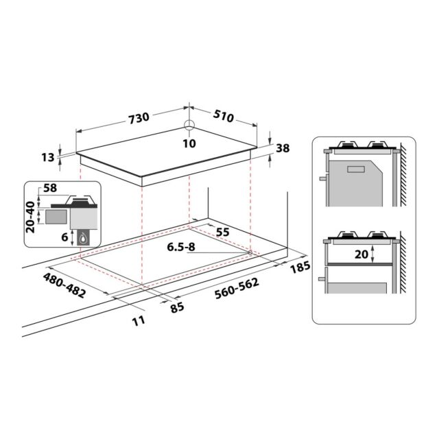 Indesit THP751WIXI1 Gas Hob: 5 Gas Burners