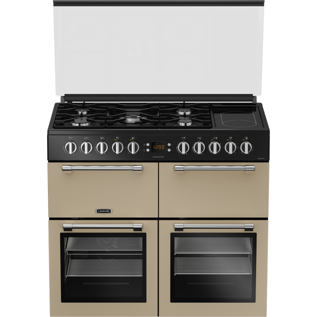 Leisure CC100F521C 100Cm Dual Fuel Range Cooker With Glass Top Lid - Cream
