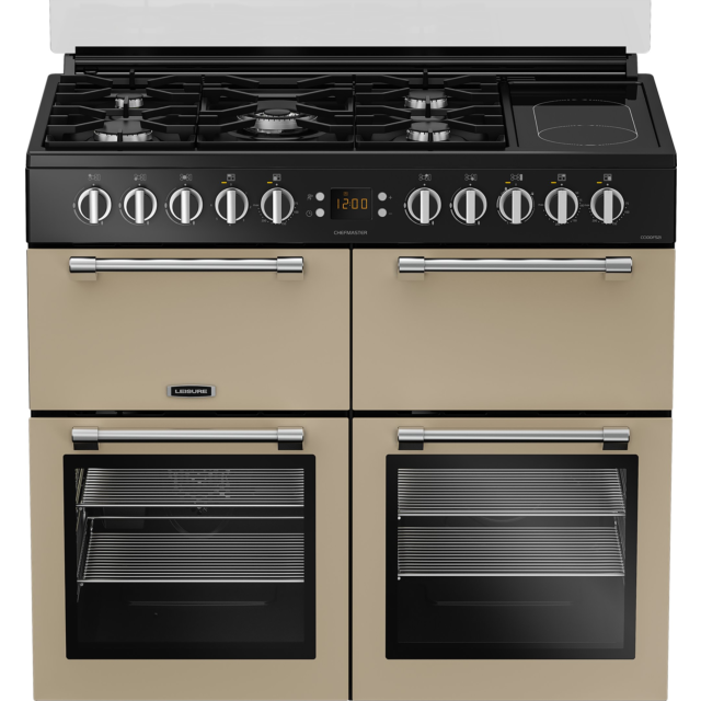 Leisure CC100F521C 100Cm Dual Fuel Range Cooker With Glass Top Lid - Cream