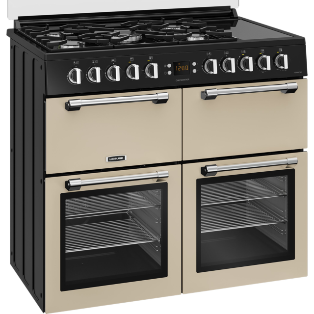 Leisure CC100F521C 100Cm Dual Fuel Range Cooker With Glass Top Lid - Cream