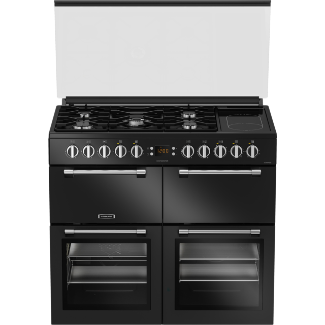 Leisure CC100F521K 100Cm Dual Fuel Range Cooker With Glass Top Lid - Black