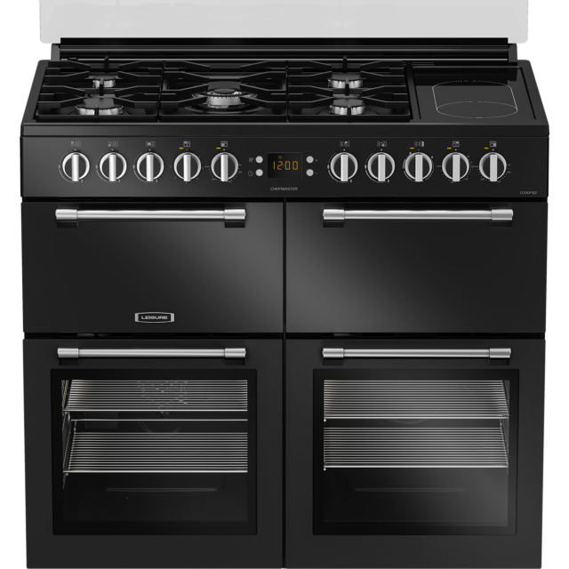 Leisure CC100F521K 100Cm Dual Fuel Range Cooker With Glass Top Lid - Black