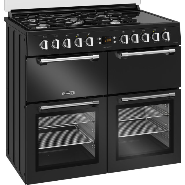 Leisure CC100F521K 100Cm Dual Fuel Range Cooker With Glass Top Lid - Black