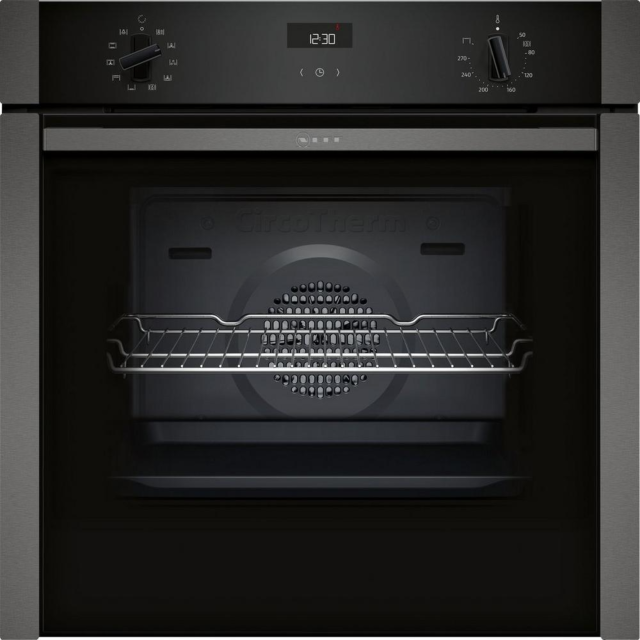 Neff B3ACE4HG0B Hide + Slide Built In Single Oven - Black With Graphite Trim