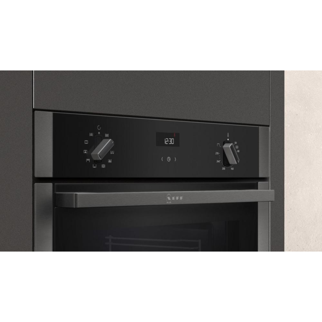 Neff B3ACE4HG0B Hide + Slide Built In Single Oven - Black With Graphite Trim