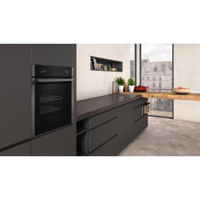Neff B3ACE4HG0B Hide + Slide Built In Single Oven - Black With Graphite Trim
