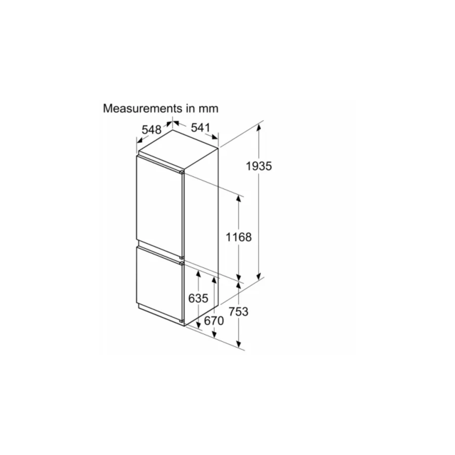 Neff KI7961SE0 Built-In Fridge-Freezer With Freezer At Bottom, 193.5 X 54.1 Cm, Sliding Hinge