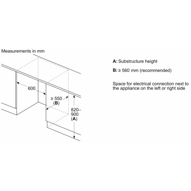 Neff KU2222FD0G Built-Under Fridge With Freezer Section Flat Hinge