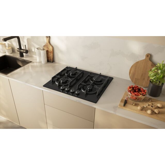 Neff T26PIP4S0 4 Ring Gas On Glass Hob - Black