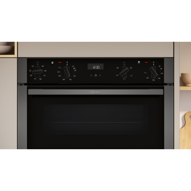Neff U1ACE2AG3B 59.4Cm Built In Electric Double Oven - Graphite Grey