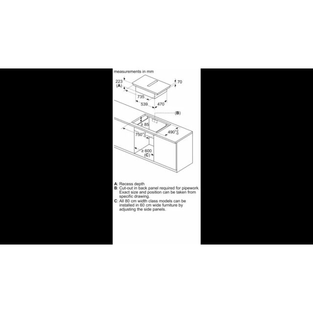 Neff V58NBS1L0 N 50 Induction Hob With Integrated Ventilation System 80Cm