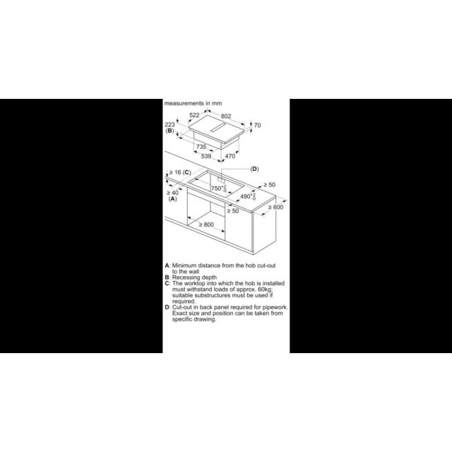 Neff V58NBS1L0 N 50 Induction Hob With Integrated Ventilation System 80Cm