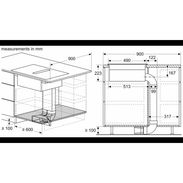 Neff V58NBS1L0 N 50 Induction Hob With Integrated Ventilation System 80Cm