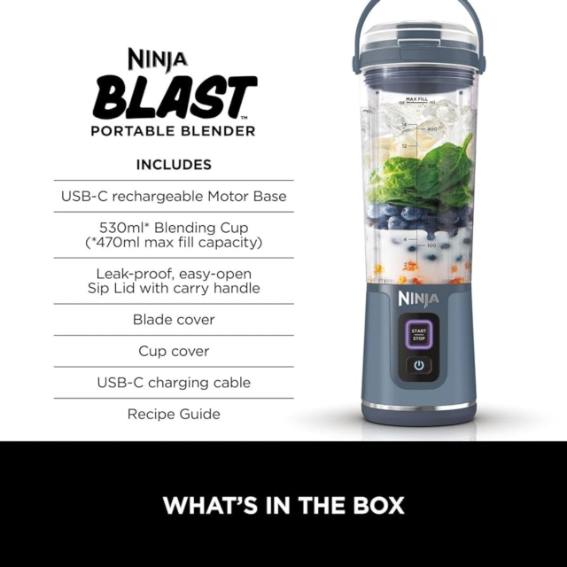 Ninja BC151UKNV Ninja Blast Cordless Portable Blender - Denim Blue