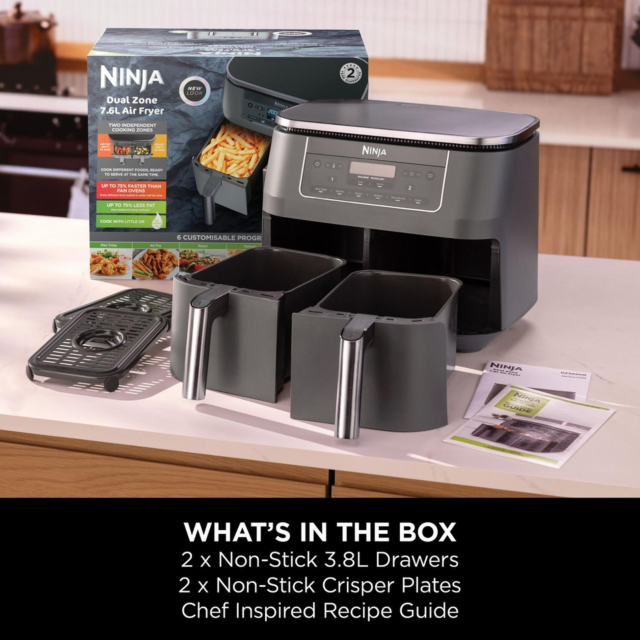 Ninja DZ300UK 7.6 Litre 6-In-1 Dual Zone Air Fryer - Gun Metal Grey